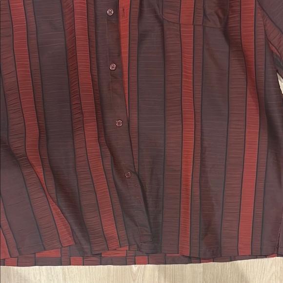Alberto Fermani Red and Black Striped Dress Shirt - Picture 8 of 11